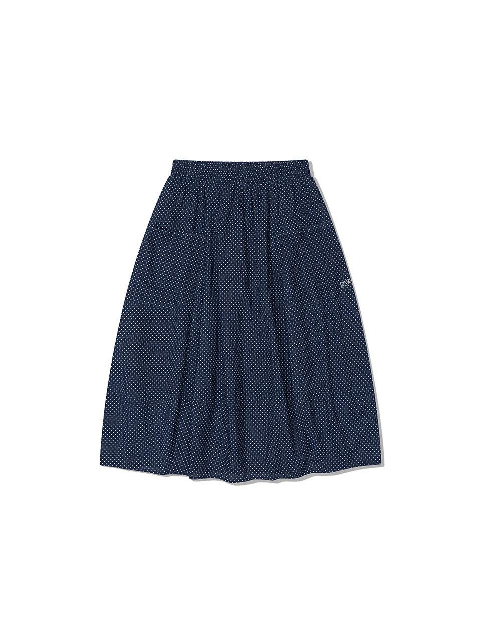 Curved Dot Pocket Skirt Navy_F252SK04