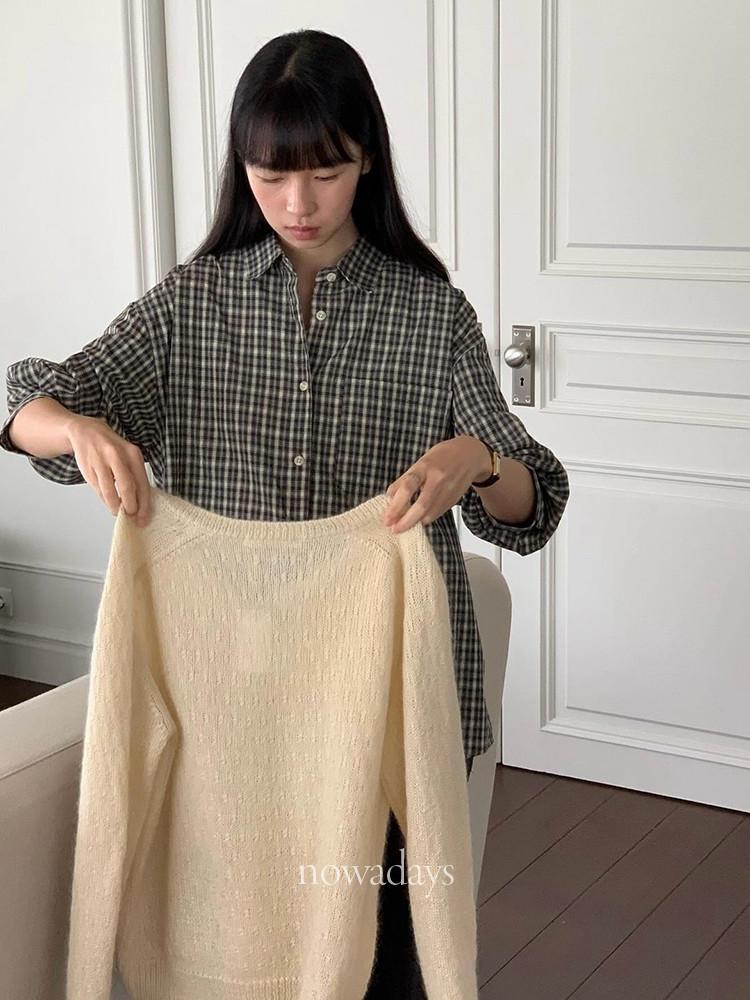 jinsim 진심 마일드 셔츠 코튼 긴팔 카라 체크 남방