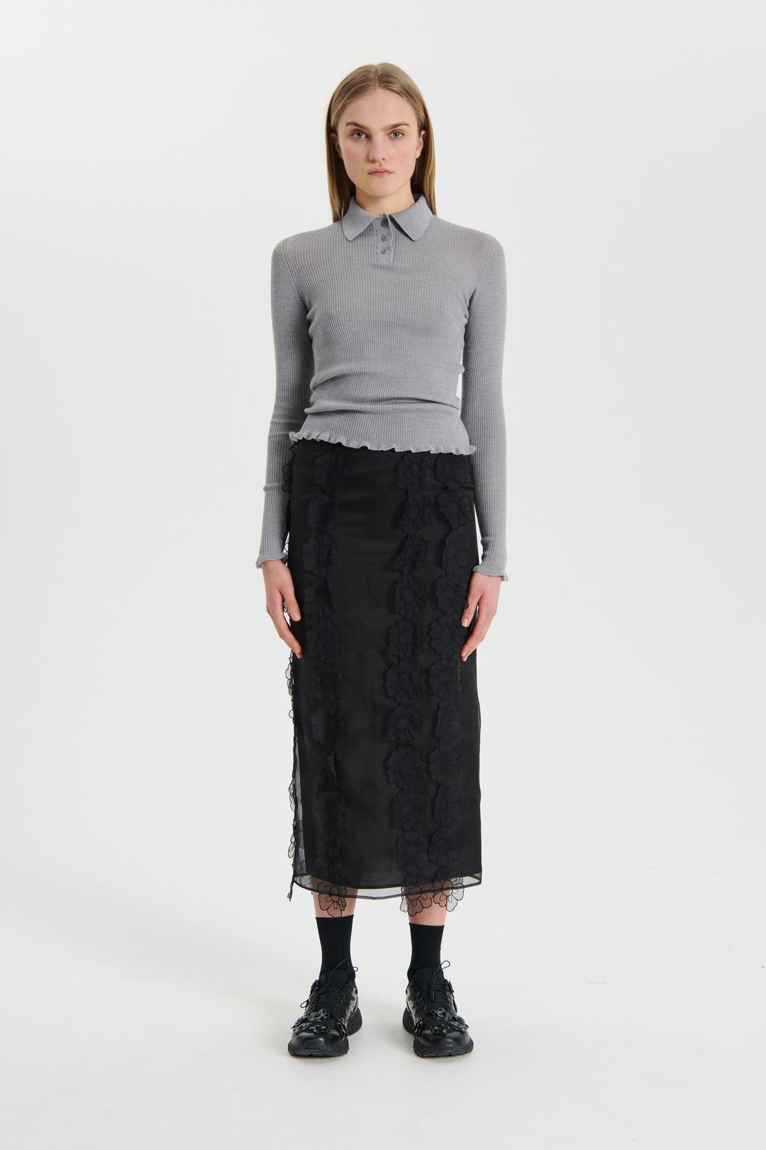 ODA | TOP LIGHTWEIGHT KNIT GREY MELANGE - M