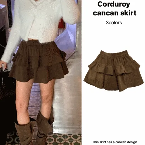 [속바지내장📌]코듀로이 골덴 캉캉 미니 스커트