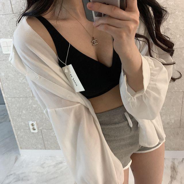 [당일출고/M-3XL] X-스트랩 심리스 노와이어 베이직 스포츠브라 빅사이즈 브라렛 필라테스 요가(블랙/아이보리)