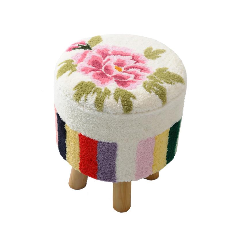 색동 모란 스툴 (Saekdong Peony Stool)