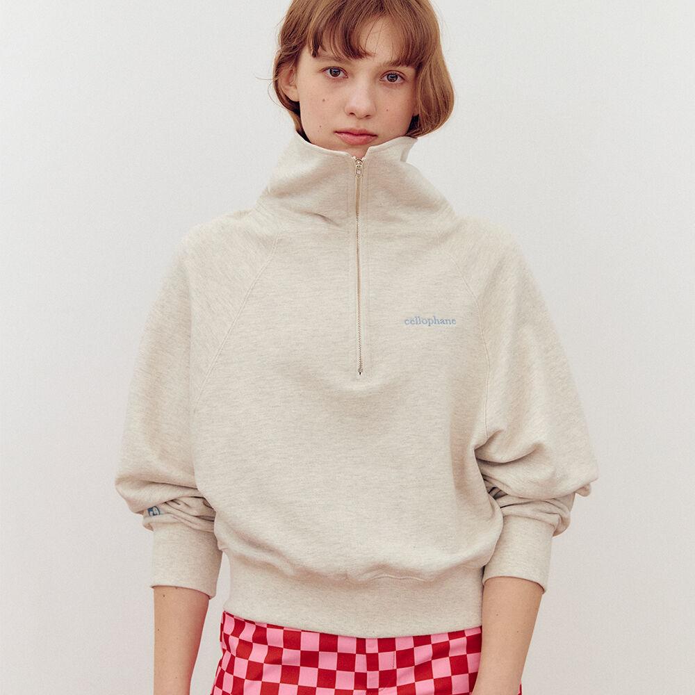 [2차리오더] CROP HALF ZIP UP SWEATSHIRT / OATMEAL