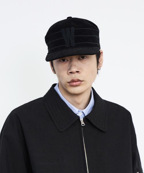 W Stripe Pillbox Cap (Black)