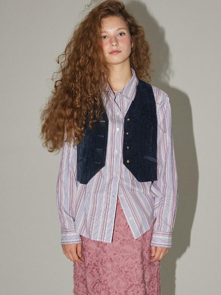 Antique corduroy vest / Navy