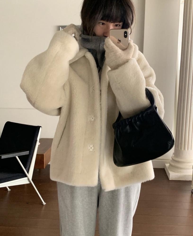 jinsim 진심 페리 시어링 무스탕 자켓 양털 이너프