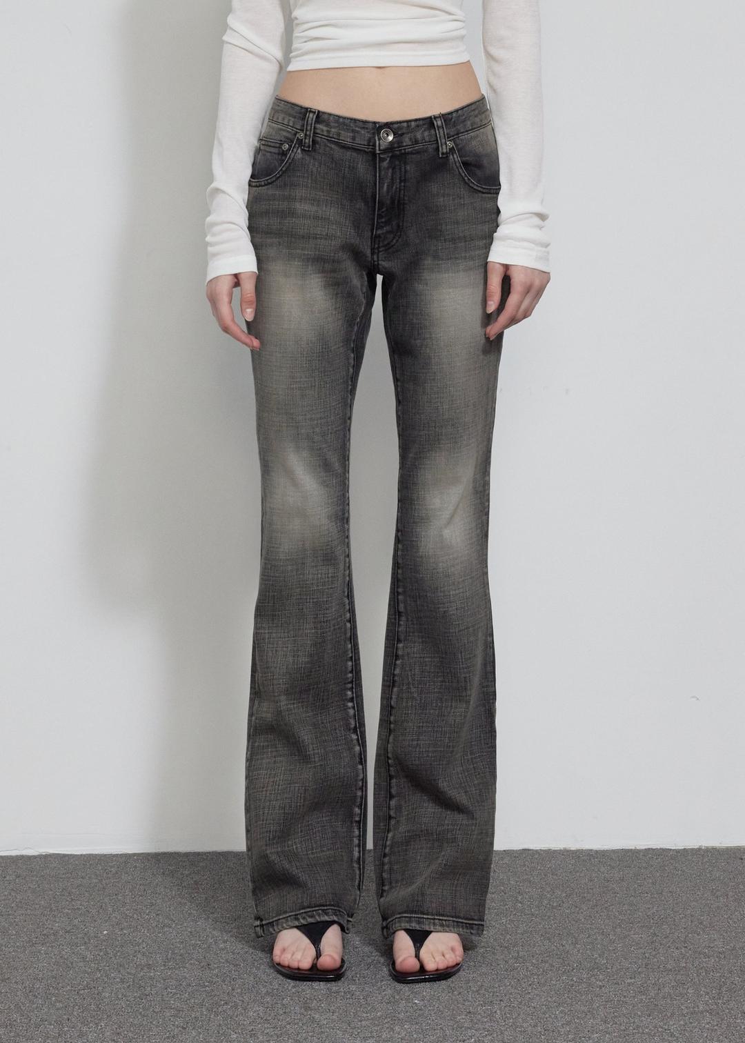 LOW RISE BOOTS CUT PANTS, GRAY