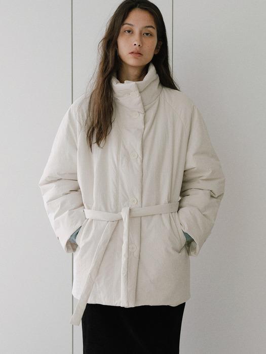 High neck half padding coat (ivory)