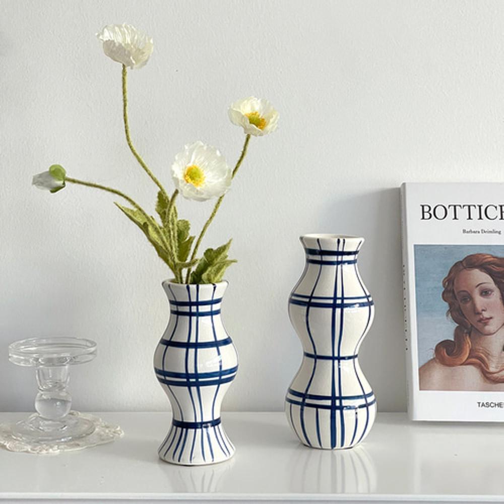블랑 화이트 세라믹화병 유광꽃병 오브제 인테리어화병 2size