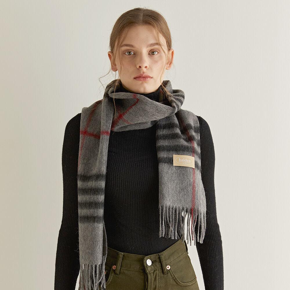 wool classic check muffler (M008_charcoal)