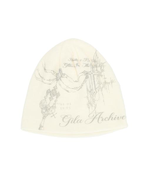 TATTOOED GRAPHIC BEANIE_WHITE