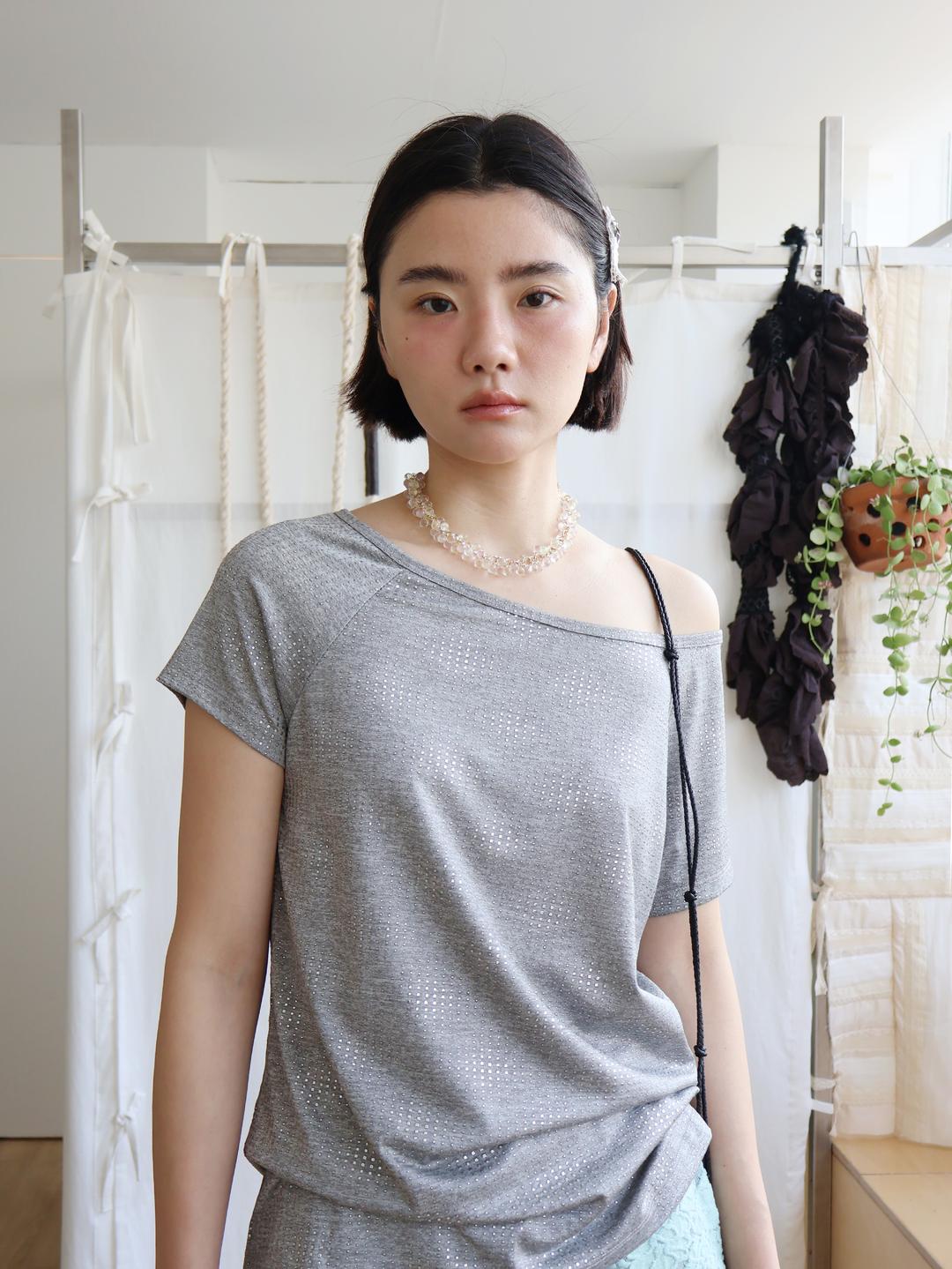 SILVER SPARKLE T-SHIRT GRAY