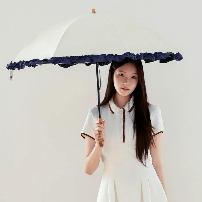 키자와 2WAY 프릴 2단 암막 양산 뱀부 곡자형 M50DQ-082PO