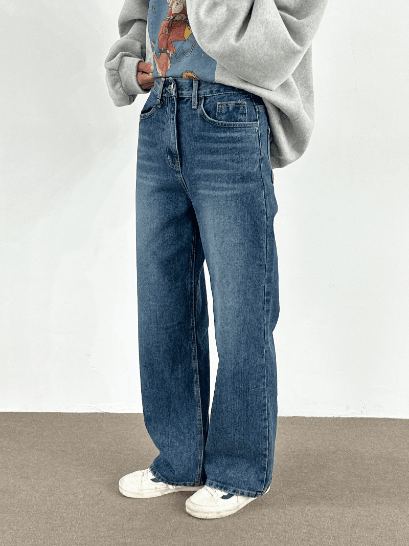 Deep washing straight denim PT