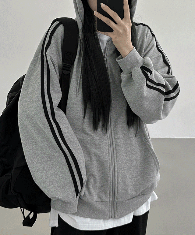 [간절기/데일리] 라인 오버핏 후드집업