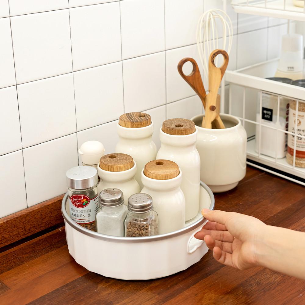양념통 원형 다용도 수납대 상부장 정리 회전 트레이