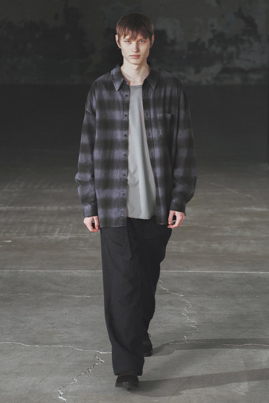 디스트로이드 다잉 체크 셔츠 GREY