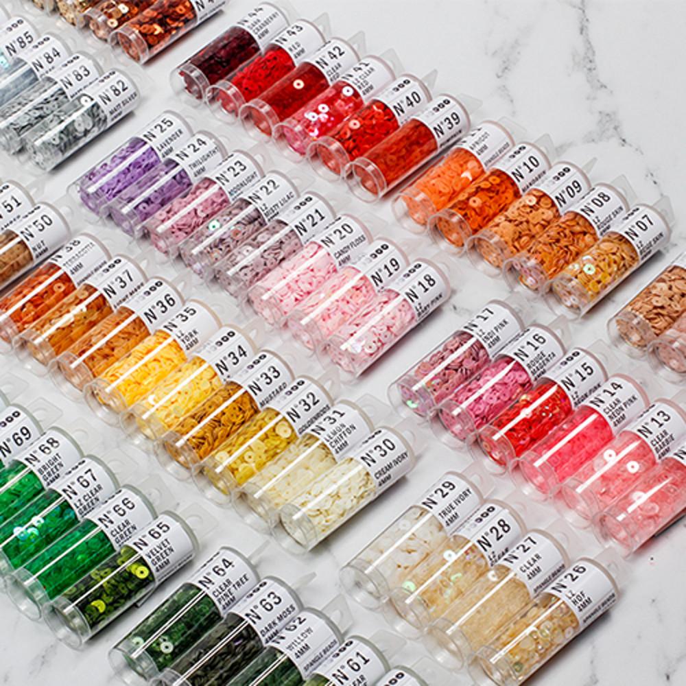 글리터 스팽글 비즈 재료 장식 꾸미기 프랑스자수 4mm, 85컬러 비즈통포함