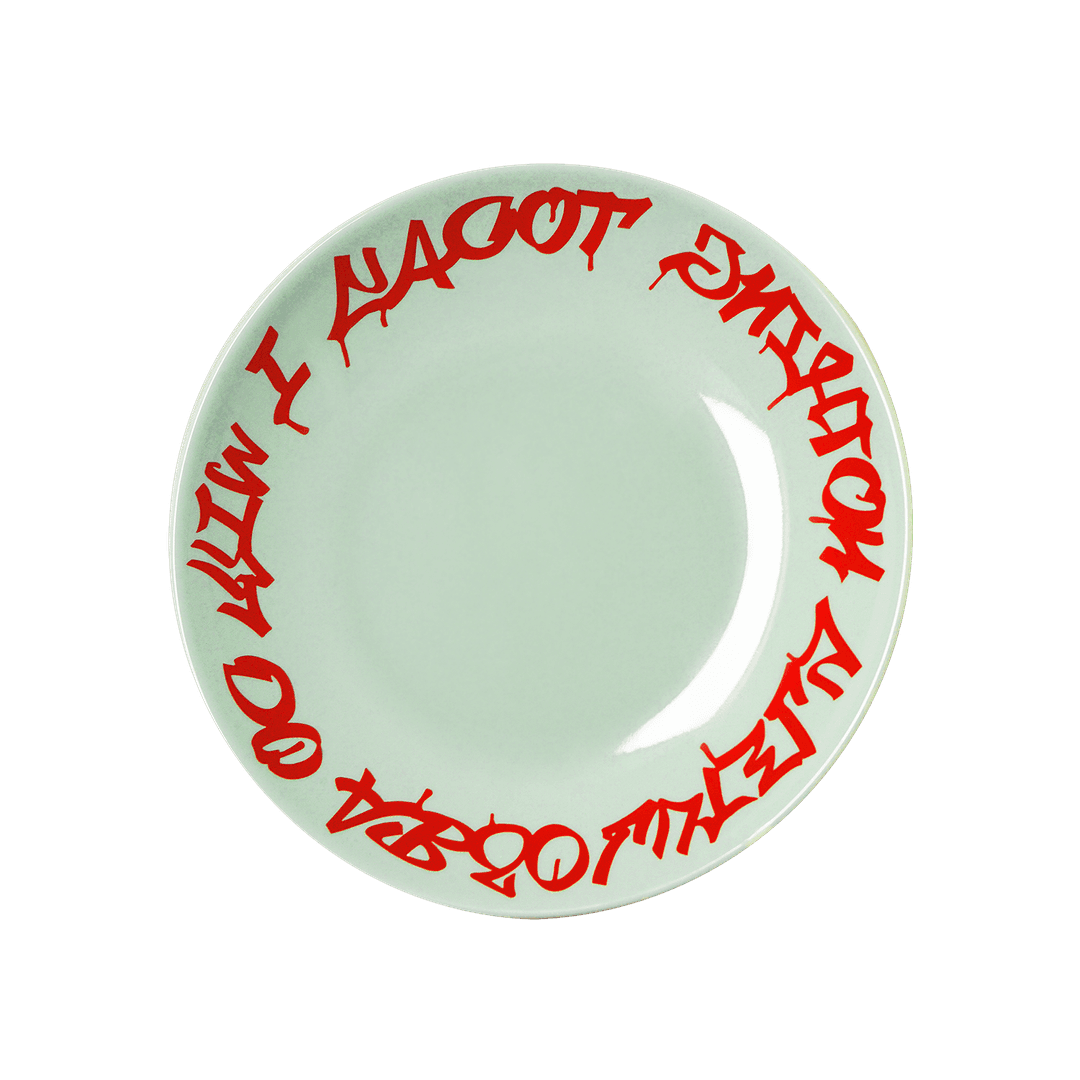 Flipped Ceramic Plate S (Mint & Red)