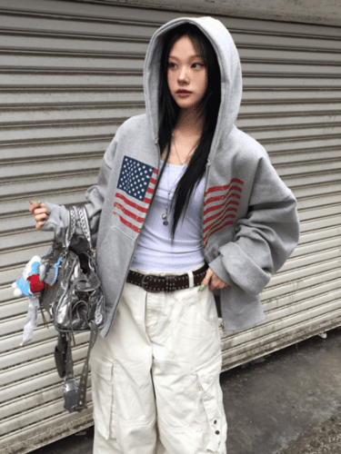 ♨주문폭주♨ #성조기 후드 집업 (당일 배송)