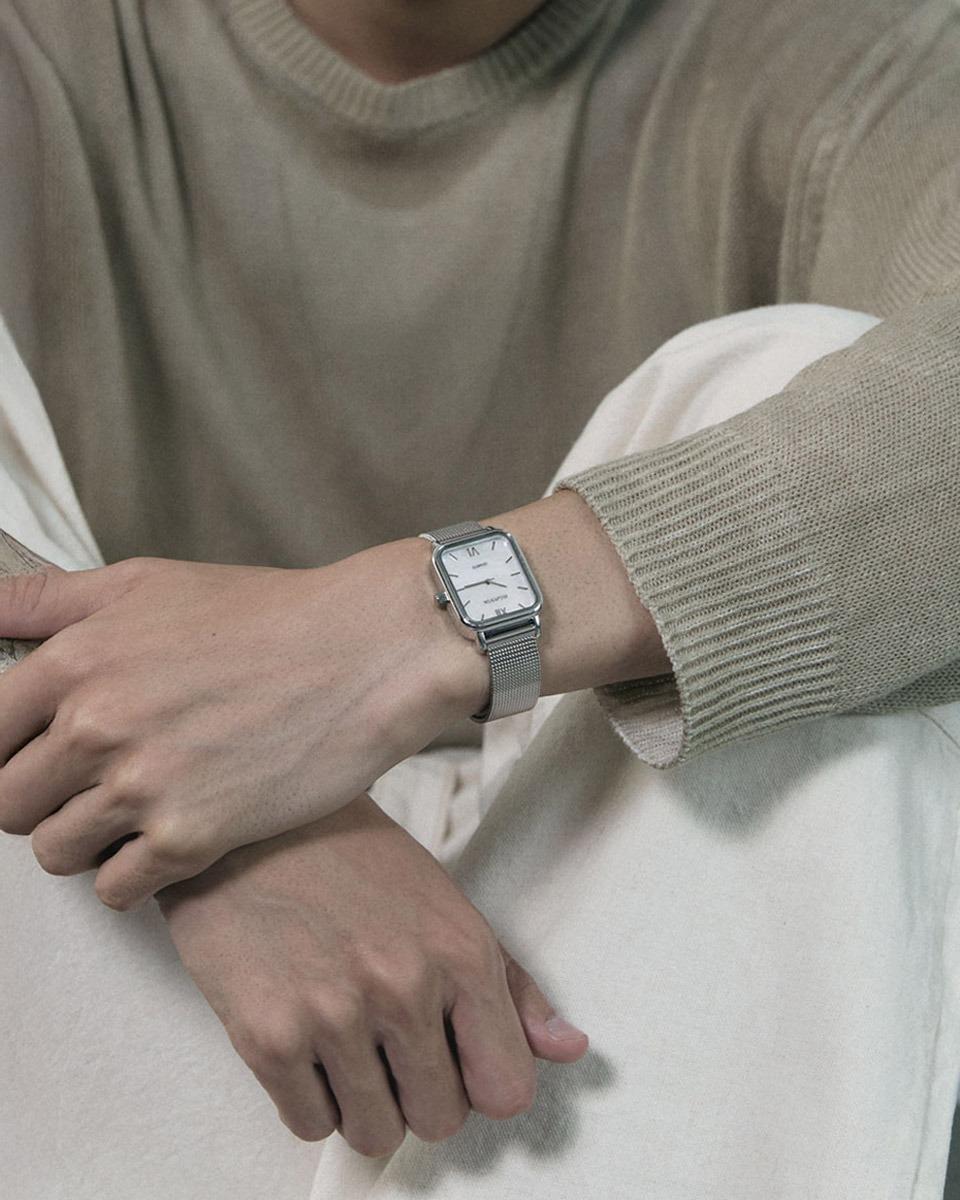 [맨즈] Harbor Men's mesh watch (하버 맨즈 메쉬 워치) White Silver