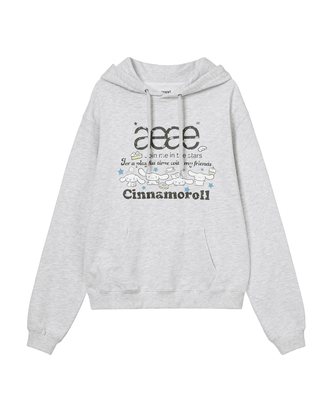 CINNAMOROLL WEB LOGO LOOSED HOODIE [LIGHT GREY]
