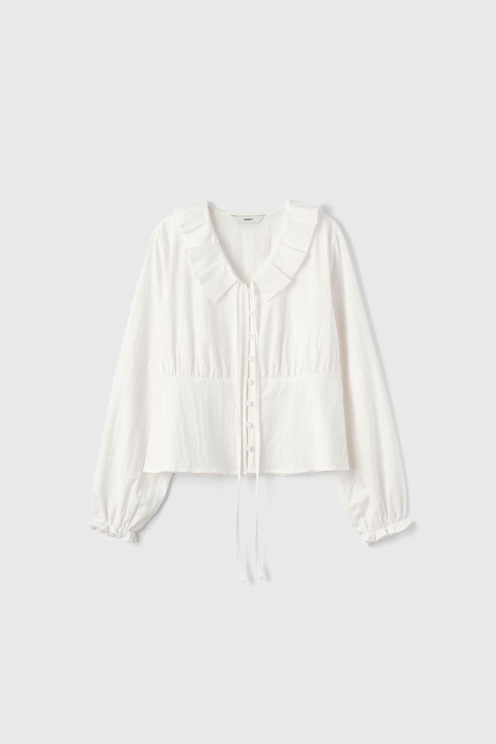 ANEDIT - Q Sculpt Waist V Neck Blouse_Off White