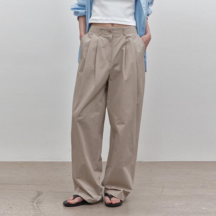 Pocket pintuck slacks (beige)