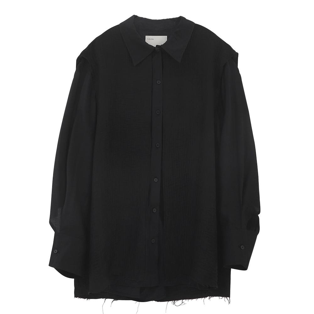 layered oversize long shirt (black)