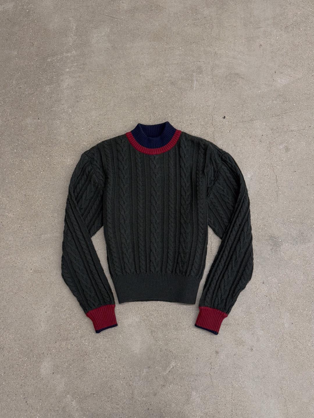 Wool 100% Half-Neck Cable Sweater S0562