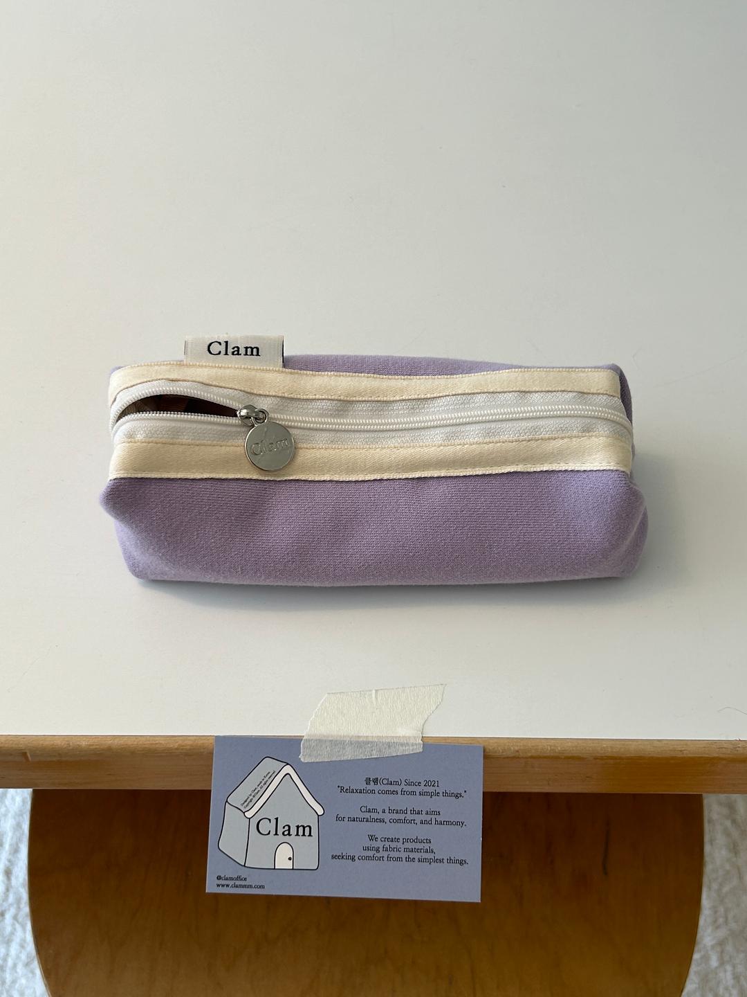 Clam round pencilcase _ Taro milk tea