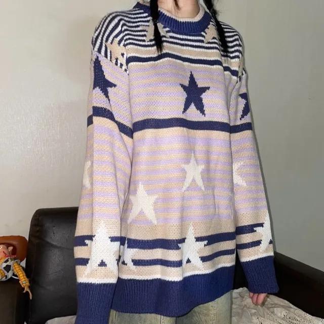 당일발송🚀[유니크/키치] 코튼 캔디 스트라이프 별 니트