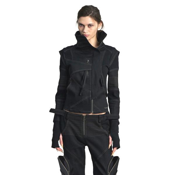 ARC LINE WING POCKET PANTS IN BLACK DENIM