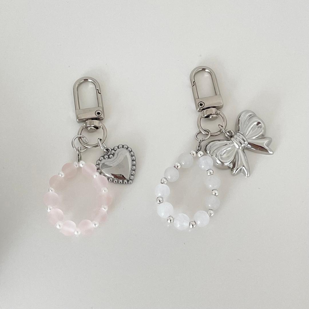 ribbon / heart keyring