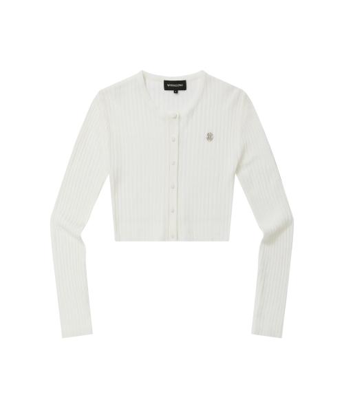 See-through crop knit cardigan - IVORY