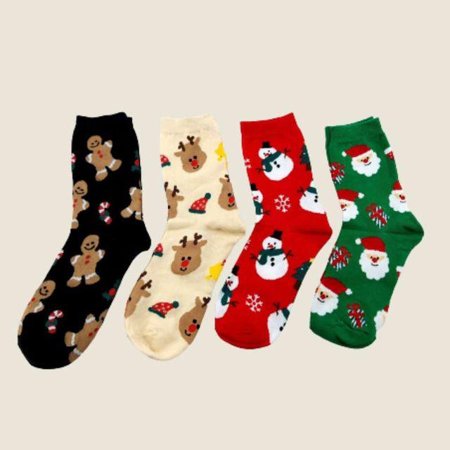 귀여운 산타 크리스마스 양말 루돌프 눈사람 캐릭터 겨울 수면 장목양말