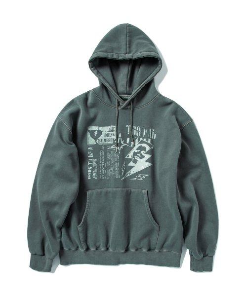 크러쉬드 펑크 피그먼트 후디 - 카키