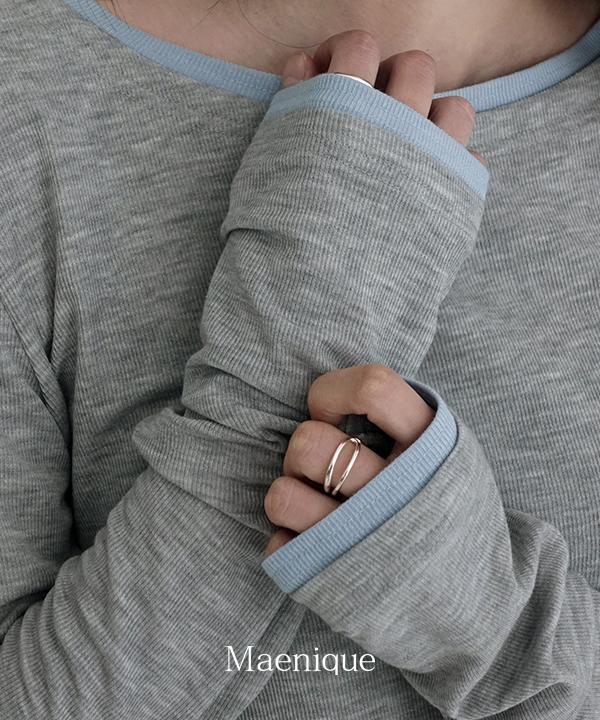 매니크 [🌿봄신상/MNQ] 홀튼 레이어드 골지 라운드넥 티셔츠