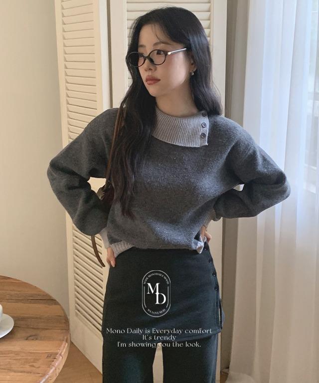 [#.한파 출근룩] [#.New Arrival] 벨로 버튼 터들 니트