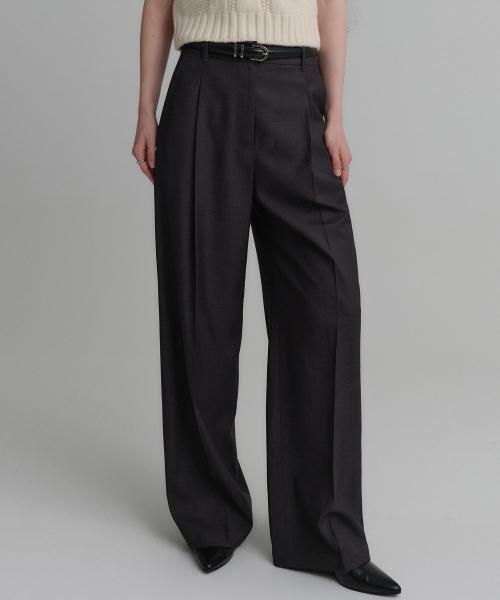 아리아 와이드 울 팬츠_차콜 / ARIA WIDE WOOL PANTS_CHARCOAL