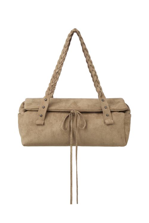 RIBBON-DETAIL SHOULDER BAG IN BEIGE