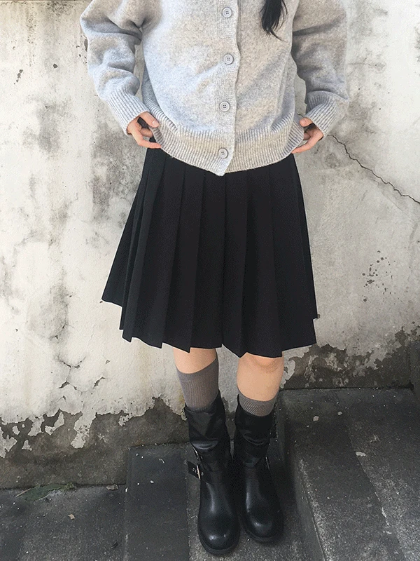 [도톰기모/겨울치마❄️] 울리 겨울 모직 기모 플리츠 미디 스커트 2color