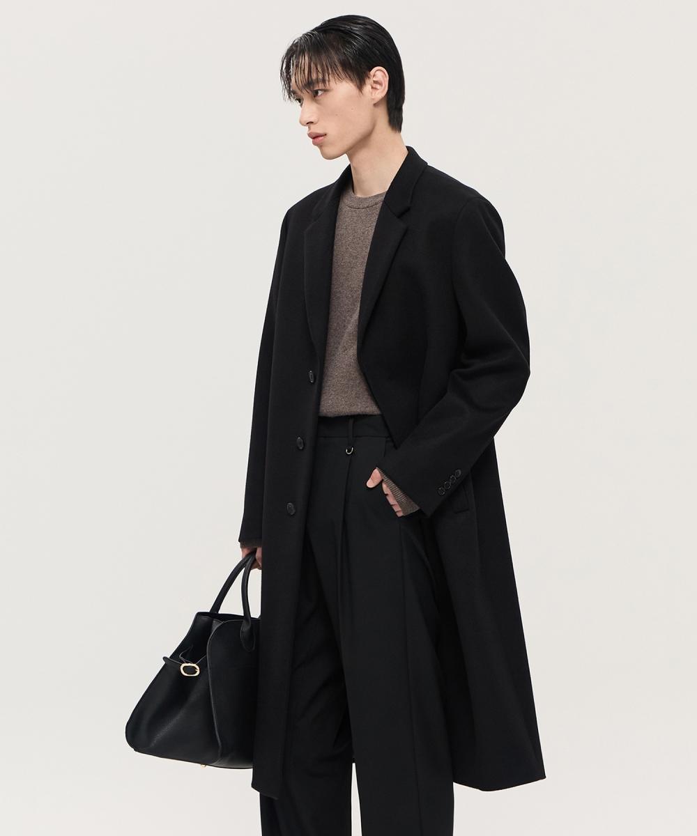 블랙 루즈핏 캐시미어 히든 싱글코트 (TNCO4F100BK)