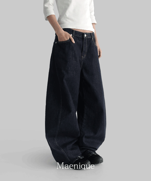 매니크 [Essential] 레노아 벌룬 논페이드 데님 팬츠