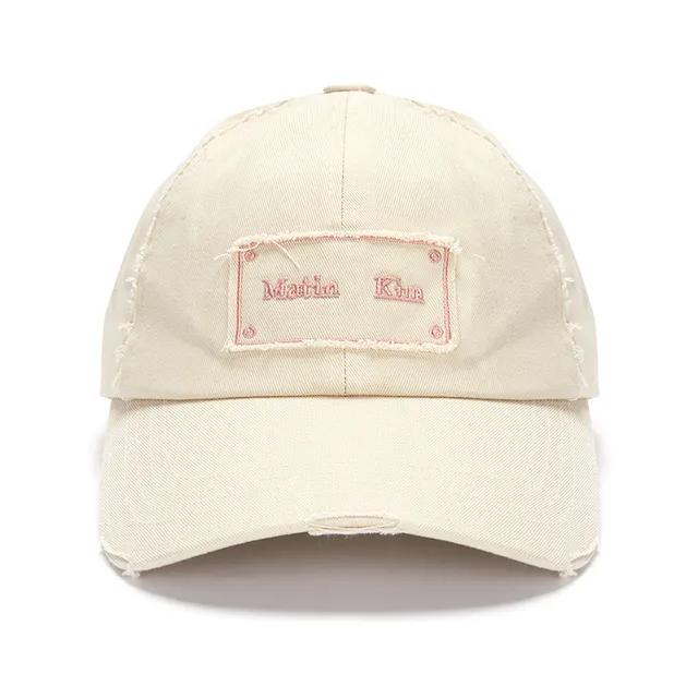 [정품 한정수량] 마뗑킴 SQUARE LOGO CUTOUT BALL CAP IN LIGHT BEIGE 마틴킴 MATIN KIM
