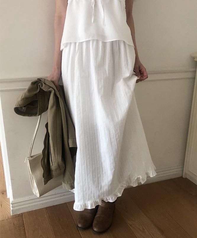 니어웨어 [S/S🌸BEST] 우탠드 밑단 프릴 롱스커트 (2color) /롱치마/밴딩롱스커트/프릴스커트