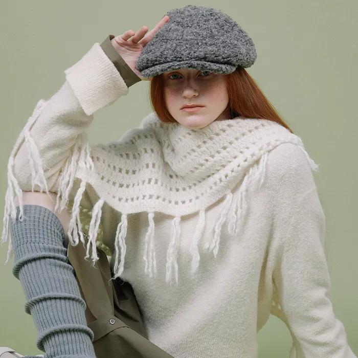 NEWSBOY CAP_CURLY GREY