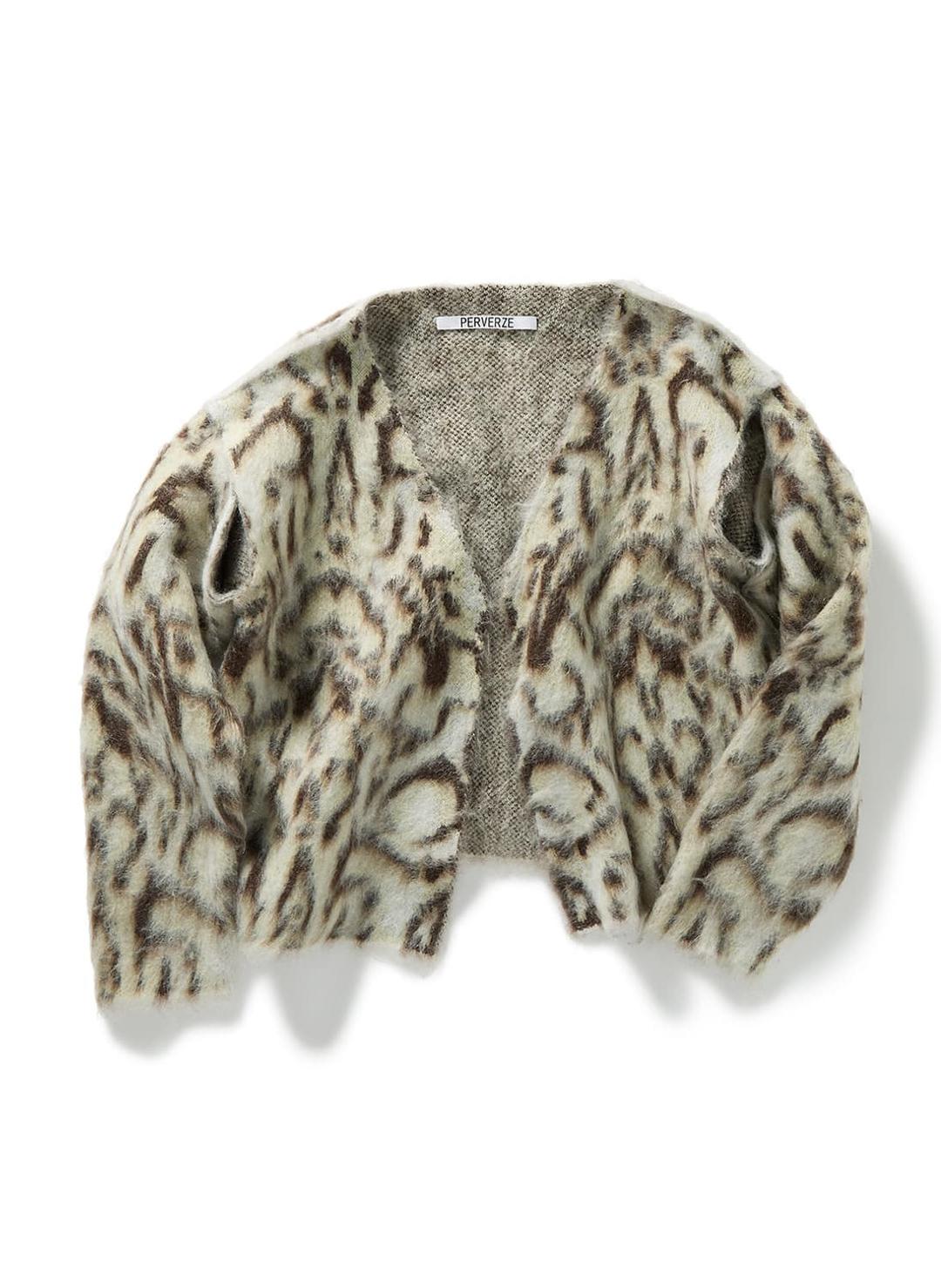 [F]퍼버즈 25fw Wide Slit 가디건/레오파드 | 후루츠패밀리