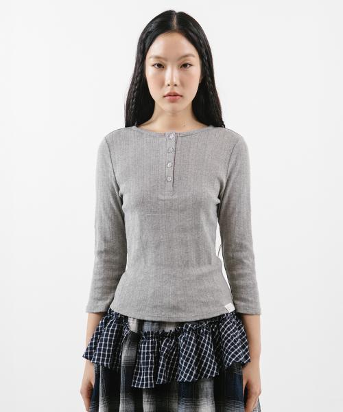 POINTELLE CAPRI  T-SHIRT [HEATHER GREY]