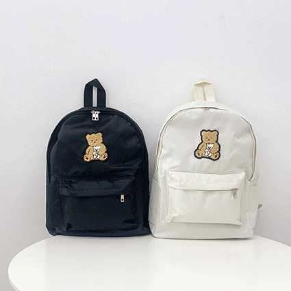 [최저가!/당일발송!] 곰돌이 자수 노트북수납 학생 배낭